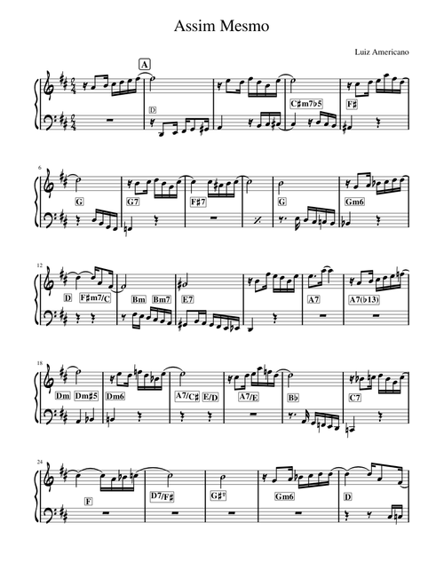 Assim Mesmo  Partitura - Choro