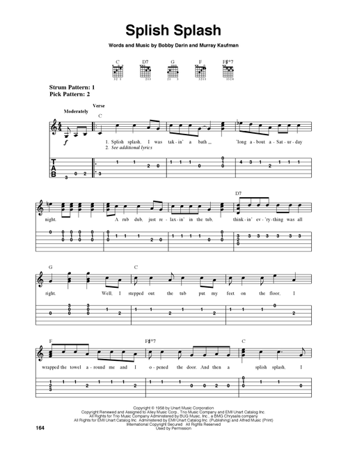 Splish Splash - Bobby Darin (Easy Guitar with TAB)