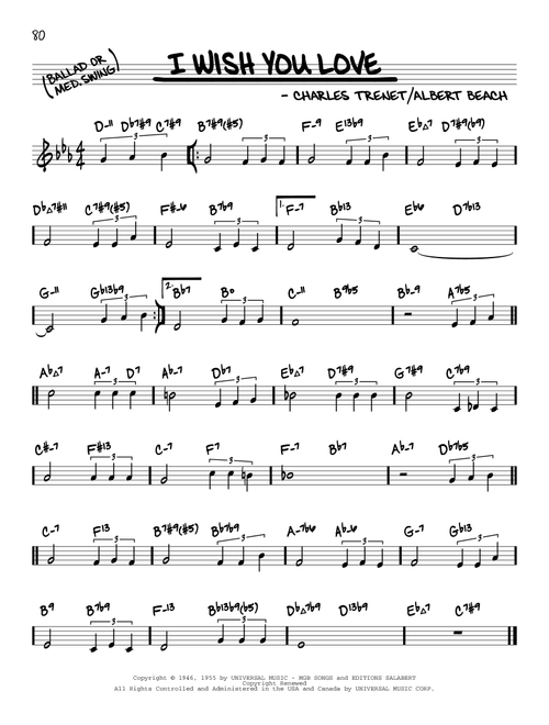 I Wish You Love (arr. David Hazeltine) - Charles Trenet, Albert A. Beach (Real Book - Enhanced Chords)