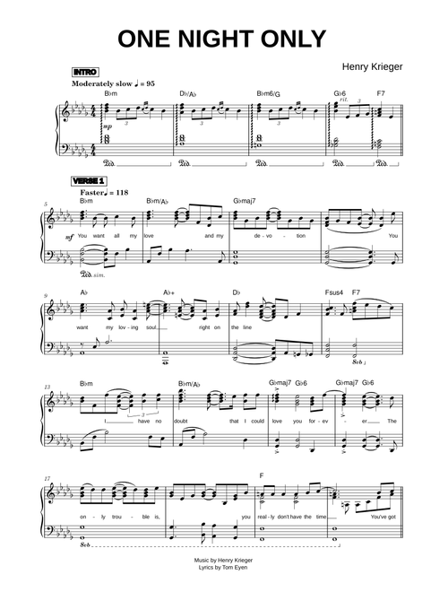 One Night Only - Henry Krieger (Piano Solo)