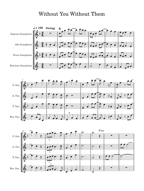 Without You Without Them – boygenius Saxophone Quartet in Eb