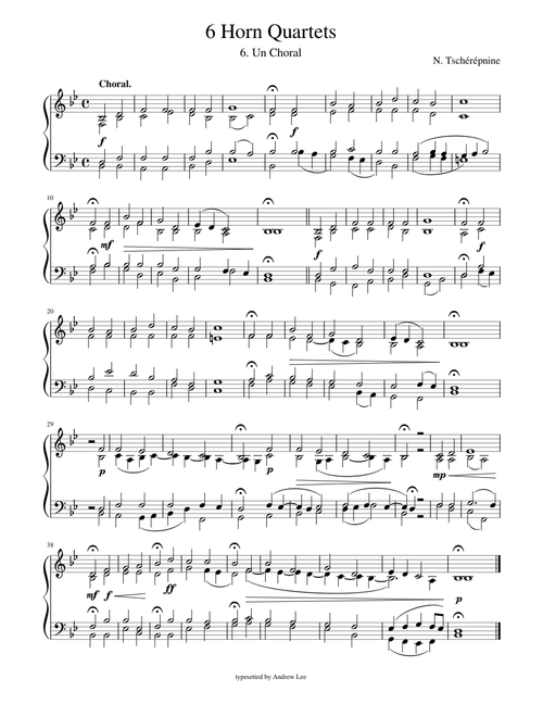 Tcherepnine - Un Chorale (Horn Quartet) - condensed