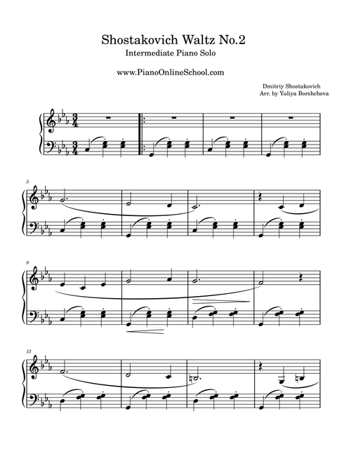 Waltz No 2 (Arr. Yuliya Borshchova) - Dmitriy Shostakovich (Piano Solo)
