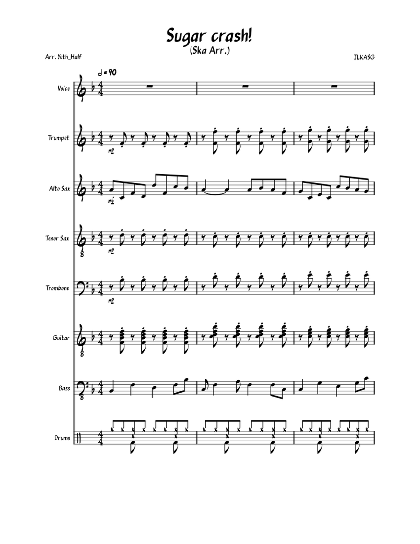 Sugar crash! Sheet Music for Trombone, Vocals, Saxophone