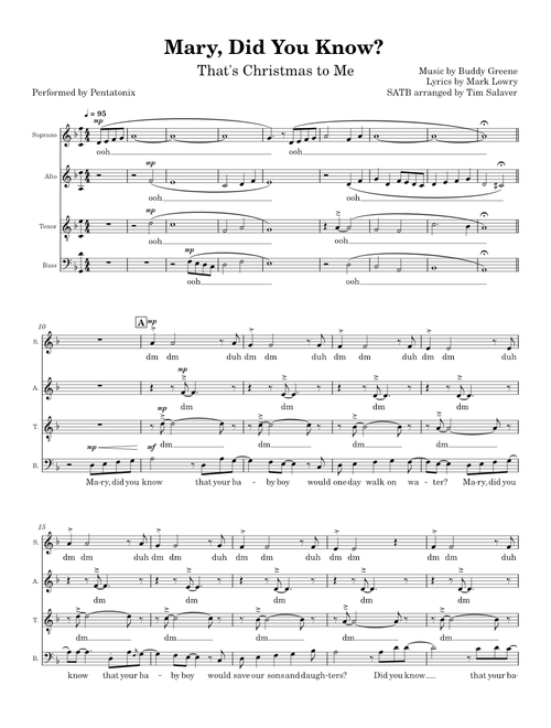 Mary, Did You Know? – Pentatonix (SATB version)