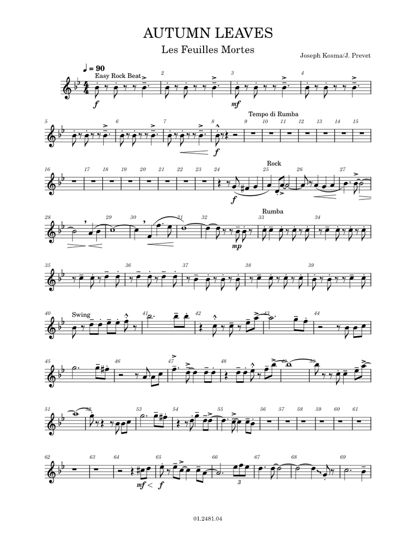 AUTUMN LEAVESSaxofón_tenor Sheet music for Saxophone tenor (Solo