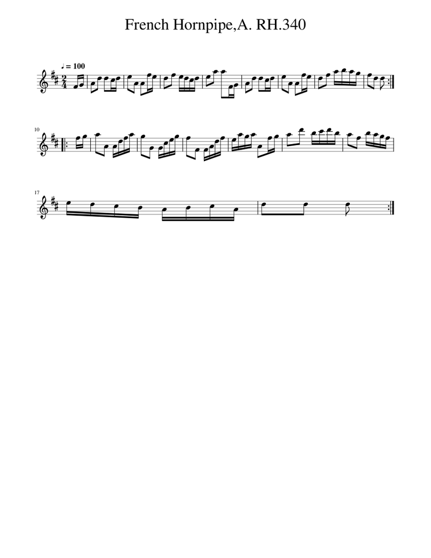 French Hornpipe,A. RH.340 Sheet music for Piano (Solo)