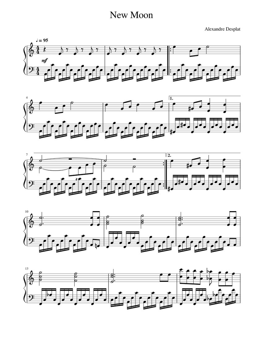 The twilight saga: New Moon Sheet Music for Piano (Solo