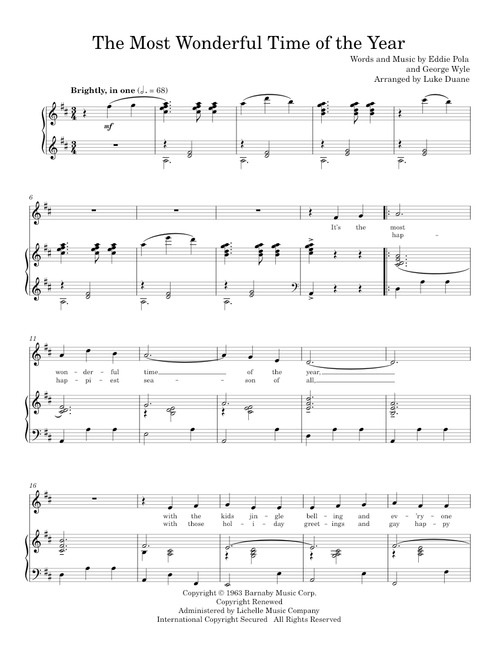 It's the Most Wonderful Time of the Year - Andy Williams (Piano Vocal)