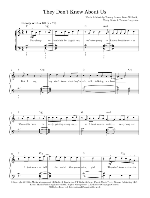 They Don't Know About Us - One Direction (Easy Piano)