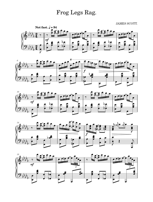 Frog Legs Rag (1906) by James Scott