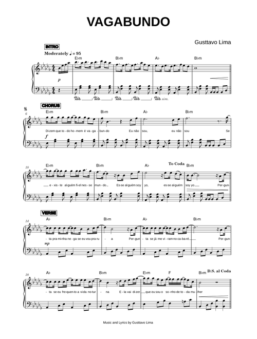 Vagabundo - Gusttavo Lima (Piano)