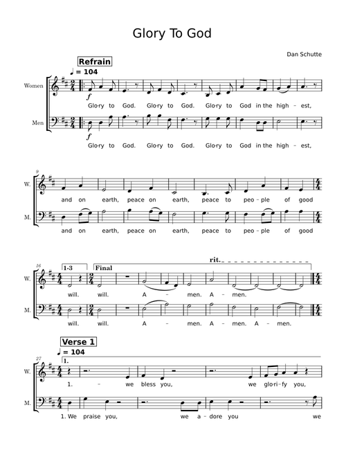 Glory to God – Dan Schutte Glory To God (Dan Schutte)