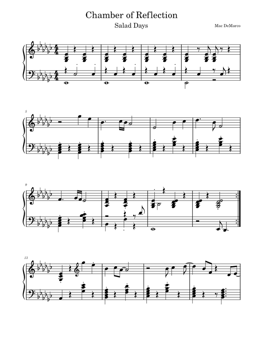 Chamber of reflection Mac DeMarco Sheet music for Piano (Solo