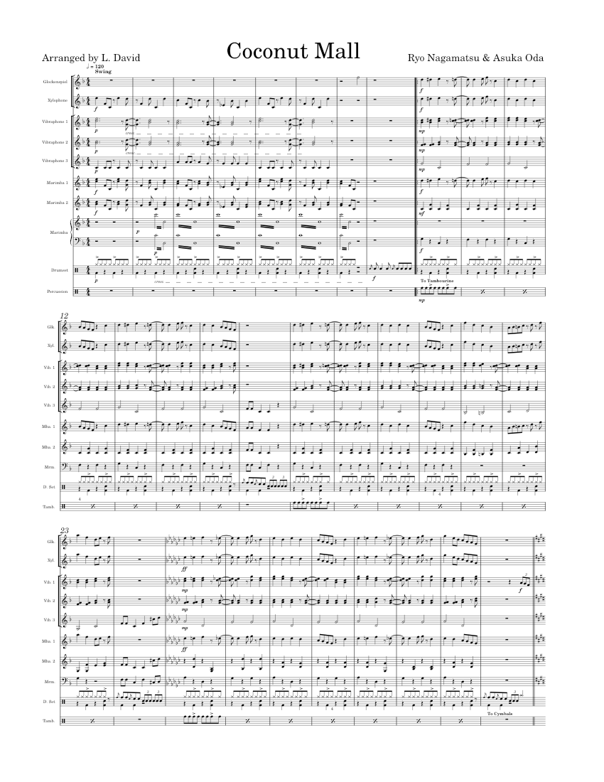 Coconut Mall Percussion Ensemble Sheet music for Vibraphone