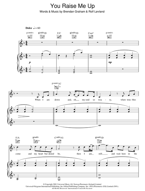 You Raise Me Up - Aled Jones, Westlife, Josh Groban (Piano-Vocal-Guitar (Piano Accompaniment))