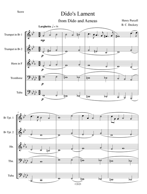Dido's Lament (Brass Quintet) (Arr. B. C. Dockery) - Henry Purcell (Brass Ensemble)