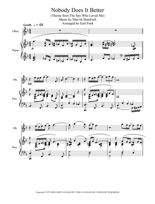 Nobody Does It Better (Arr. Gail Ford) - Carly Simon (Oboe and Piano)