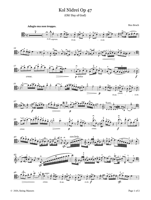 Kol Nidrei Op 47 (Bruch) (Arr. String Masters) - Max Bruch (Cello Solo)