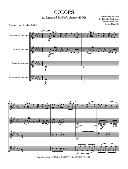 Colors (Arr. Nicholas Saidel) - Flow (Woodwind Ensemble)