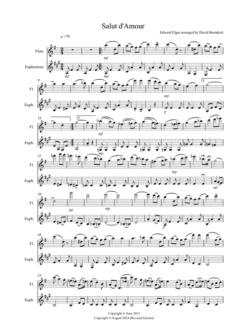 Salut d' Amour for Flute and Euphonium Duet (Arr. David Burndrett) - Edward Elgar (Instrumental Duet)