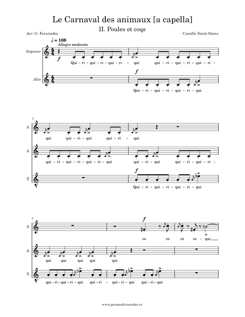 II Poules Et Coqs a Capella By Saint S ens From Le Carnaval Des ii-poules-et-coqs-a-capella-by-saint-s-ens-from-le-carnaval-des