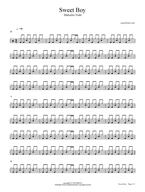 Sweet Boy (Arr. copydrum.com) - Malcolm Todd Hobert, Charlie Ziman (Drums)