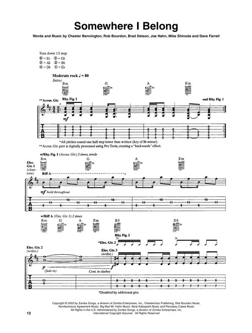 Somewhere I Belong - Linkin Park (Guitar Tab)