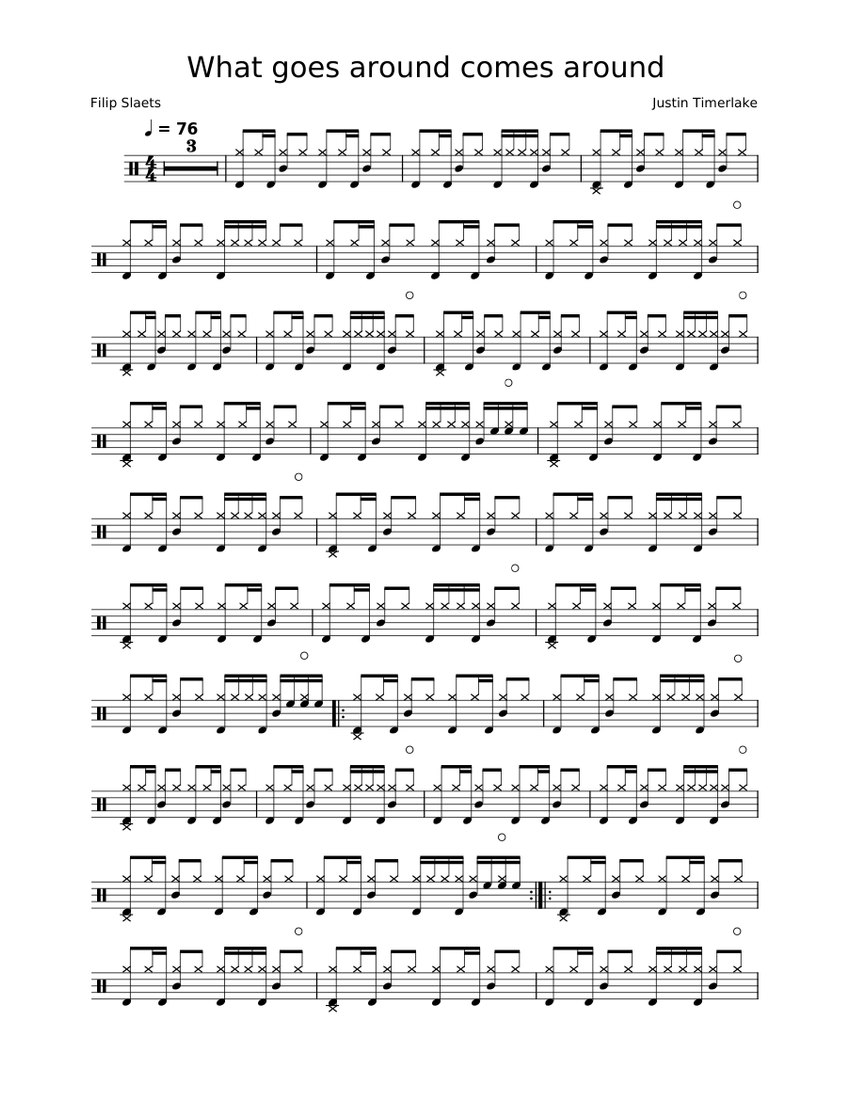 What comes around goes around justin timberlake sheet music for drum