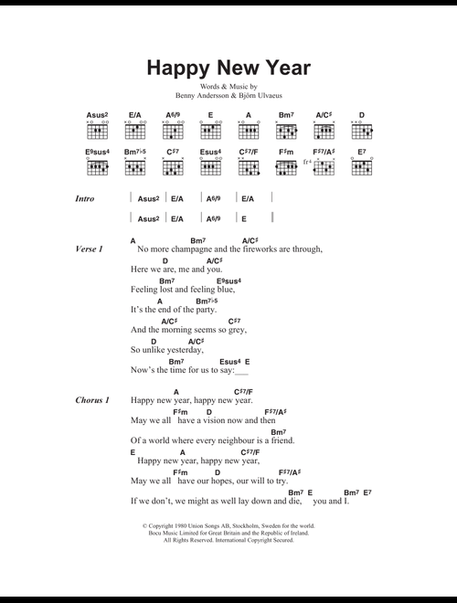Happy New Year - ABBA (Guitar Chords-Lyrics)