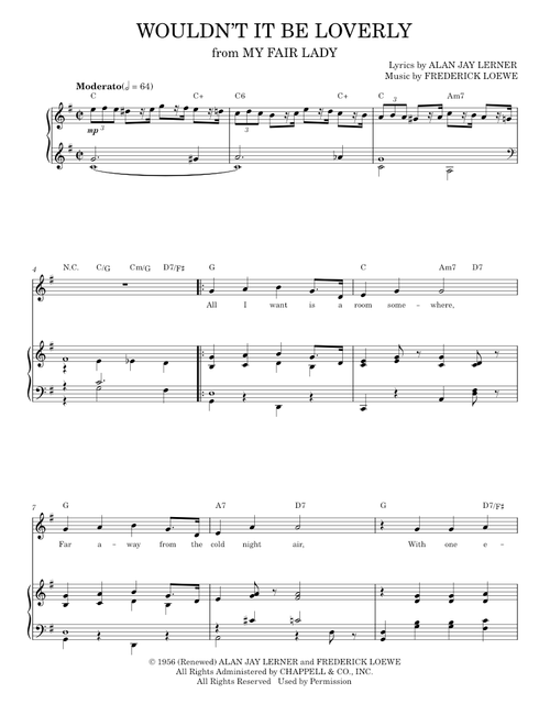 Wouldn't It Be Loverly - Frederick Loewe (Piano Vocal)
