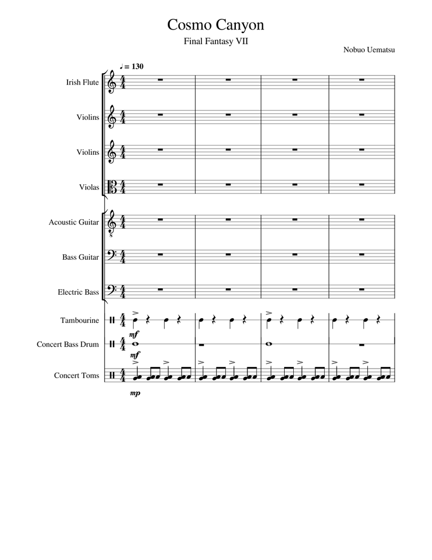 Final Fantasy VII - Cosmo Canyon Sheet Music for Tambourine