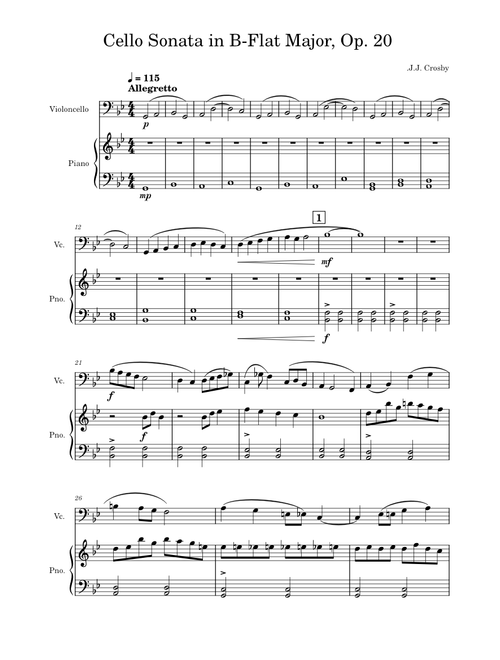 Cello Sonata in B-Flat Major, Op. 20