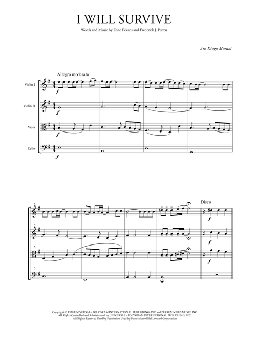 I Will Survive (Arr. Diego Marani) - Gloria Gaynor (String Quartet)