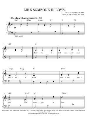 Like Someone In Love in Bb Sheet Music with Chords for Piano
