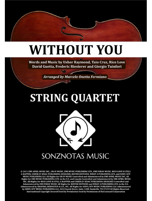 Without You (Arr. Marcelo Onetta Fermiano) - David Guetta Featuring Usher (String Quartet)