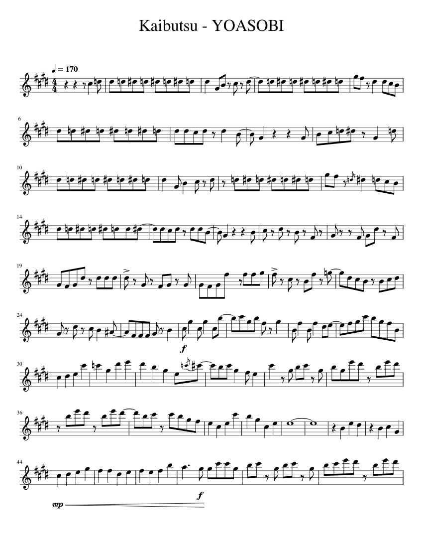 Kaibutsu - YOASOBI Sheet music for Flute (Solo) | Musescore.com