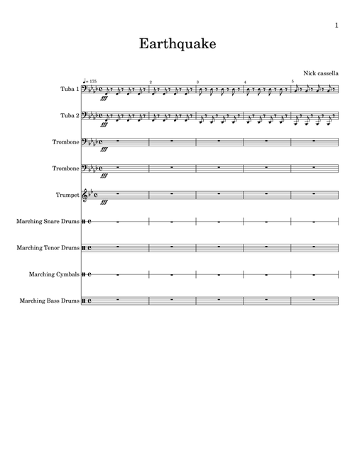 EARTHQUAKE - Score Only (Arr. Nickolas Cassella II) - LSU Marching band (Marching Band)