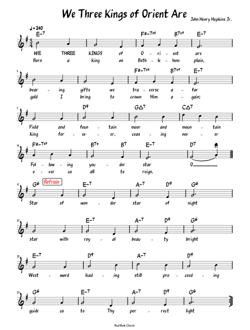 We Three Kings of Orient Are (Lead sheet with lyrics )