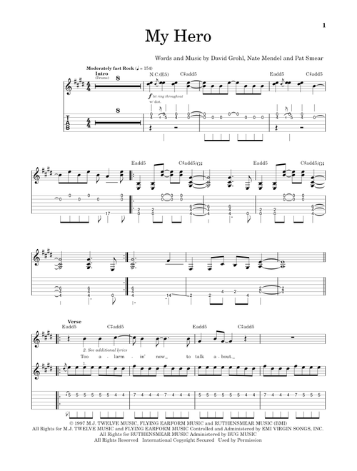 My Hero - Foo Fighters (School of Rock - Guitar Tab)