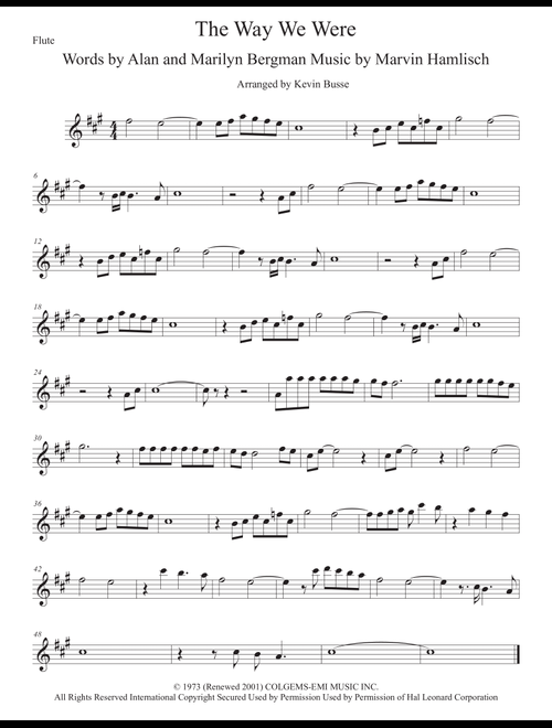 The Way We Were (Arr. Kevin Busse) - Barbra Streisand (Flute Solo)
