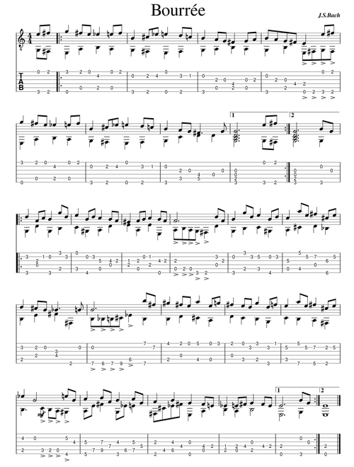 Bach Bourree TAB