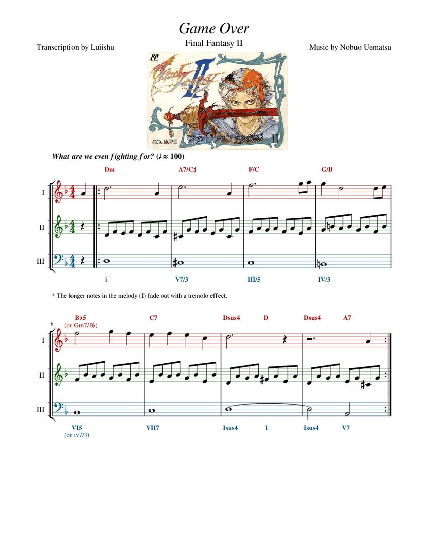 Game Over - Final Fantasy II (Transcription Plus) Sheet