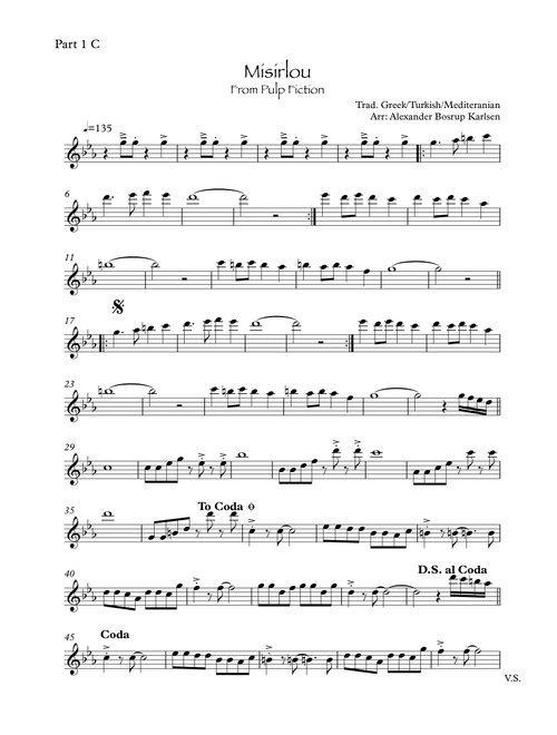 Misirlou - from Pulp Fiction (Arr. Alexander Bosrup Karlsen) - trad. (Small Ensemble)
