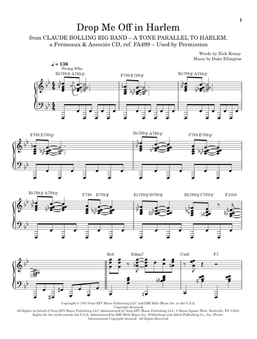 Drop Me Off In Harlem - Claude Bolling, Duke Ellington (Piano Transcription)