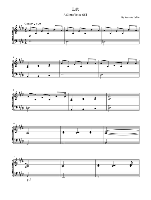 Lit (var) (Arr. poon) - Kensuke Ushio (Piano Solo)