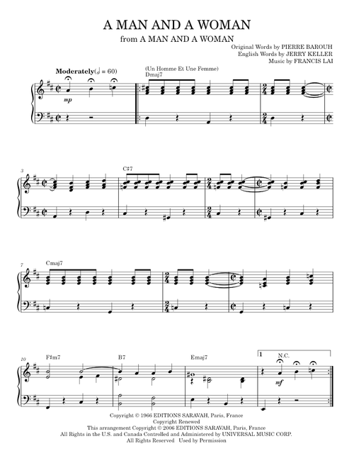 A man and a woman - Francis Lai (Piano Solo)