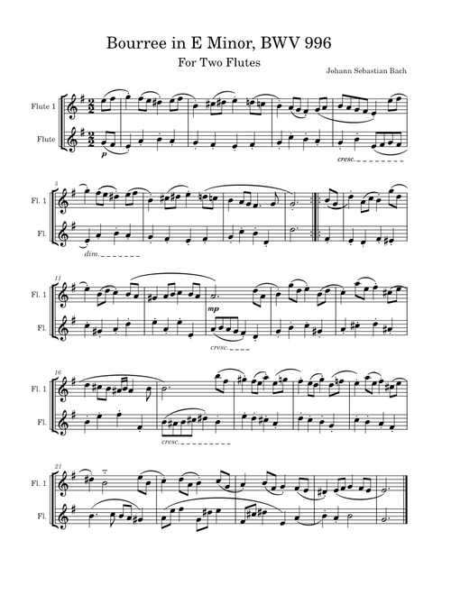 Bourree in E-minor BWV 996 – Johann Sebastian Bach