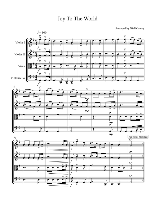 Joy to the World (Arr. Niall Catney) - Isaac Watts (String Quartet)