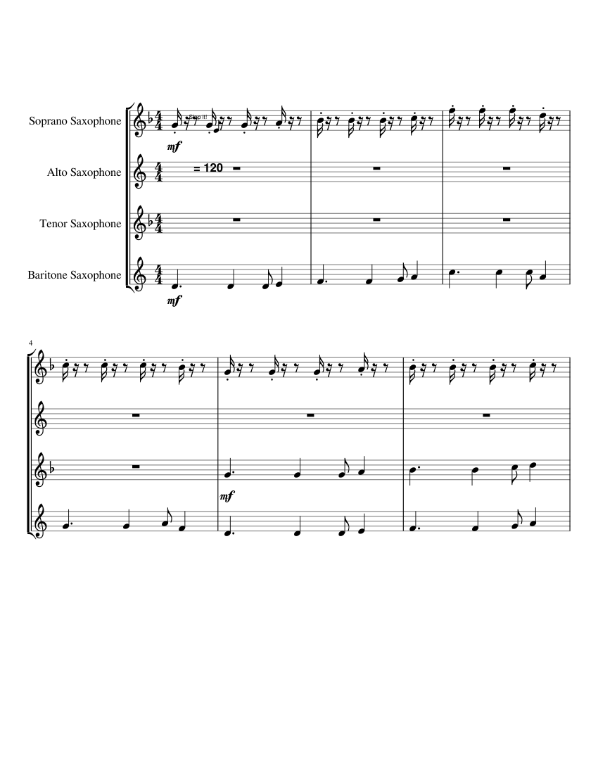 Pumped Up Kicks Sax Quartet Sheet music for Saxophone alto, Saxophone